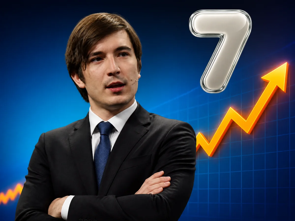 Stonks meme. Suit, rising chart, chrome 7.