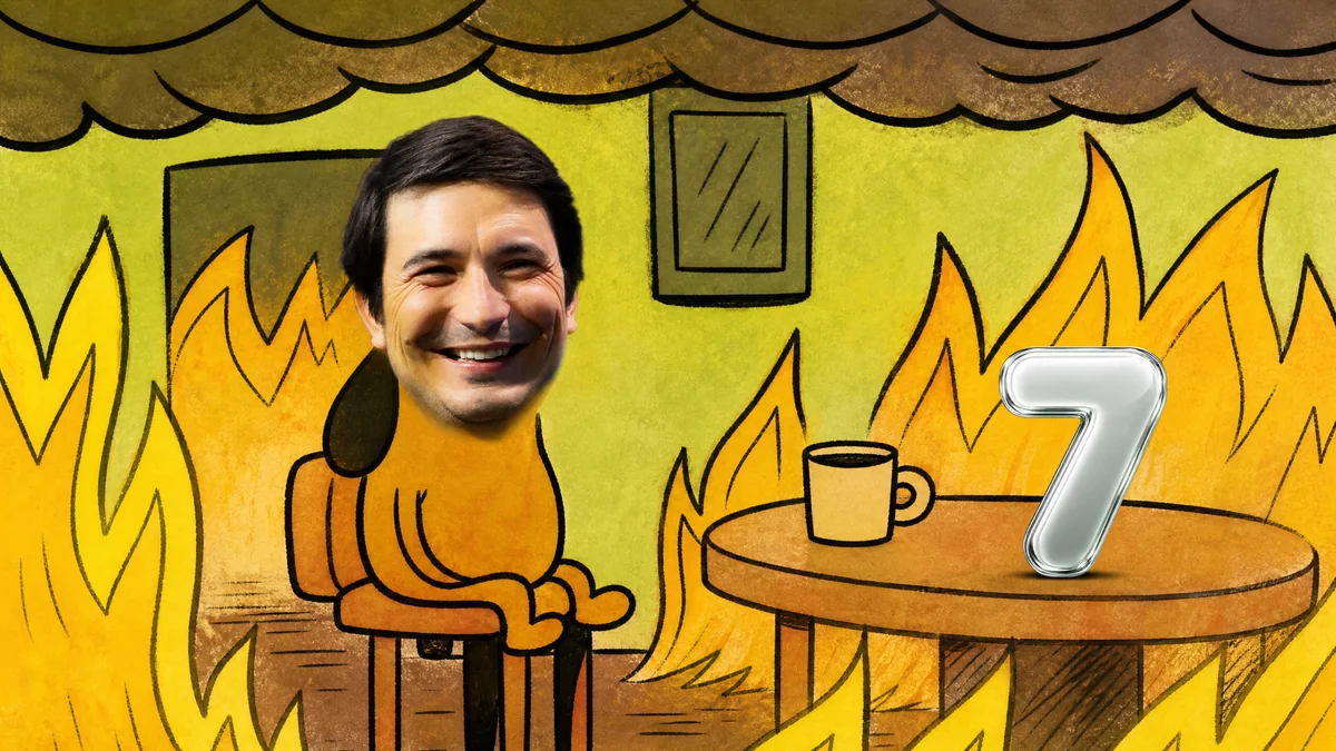 This is fine meme. Burning room, coffee, chrome 7 on the table.